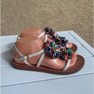 Boden white strappy leather with appliqués sandals size 8-8.5 ( European 39)